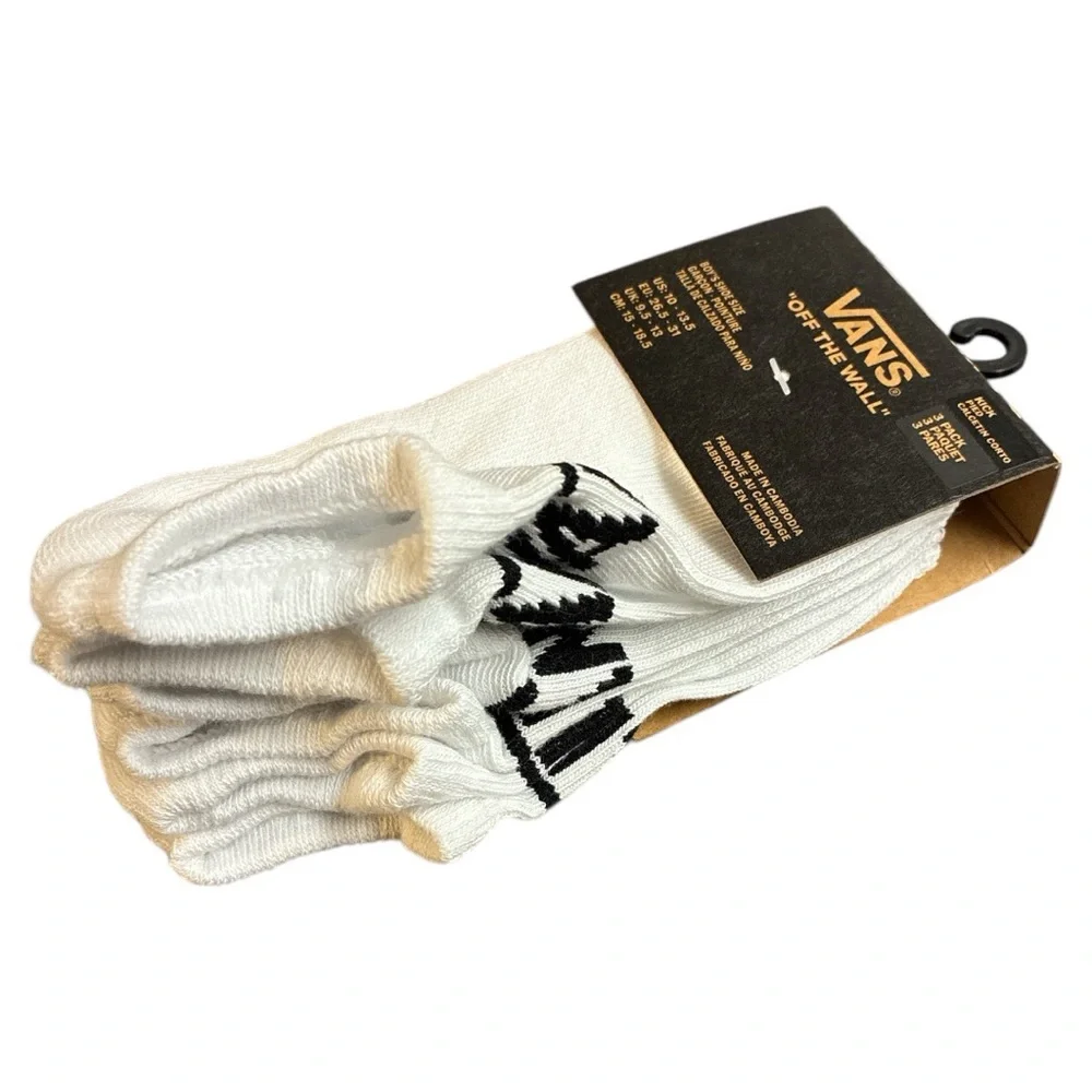 Vans kids Classic White Ankle Socks (3 pairs) size 10-13.5